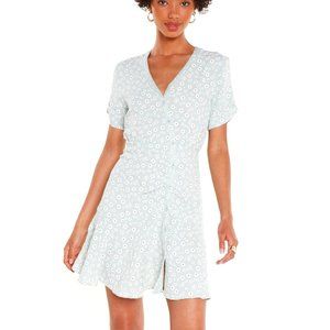 NEVER WORN -Puff Print Daisy Button Mini Tea Dress